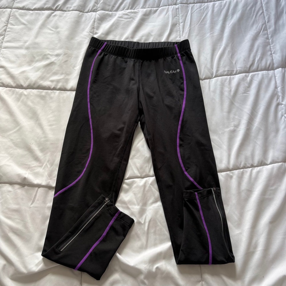 Baleaf Thermal Cycling Leggings Black Purple Fleece Lined Womens Medium Biking